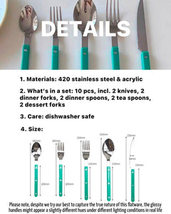 10 Pcs Modern French Rivet Cutlery Set - Bistrot Style Flatware