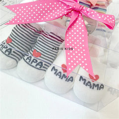 I Love Dad and Mom Newborn Rainbow Socks