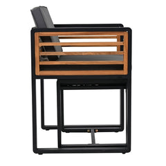 9-Pieces Acacia Wood Patio Dining Set, Space Saving Outdoor Patio Set,