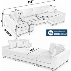 114' Sleeper Sofa,U Shaped Sofa , Pull Out Bed,Convertible Oversize 2